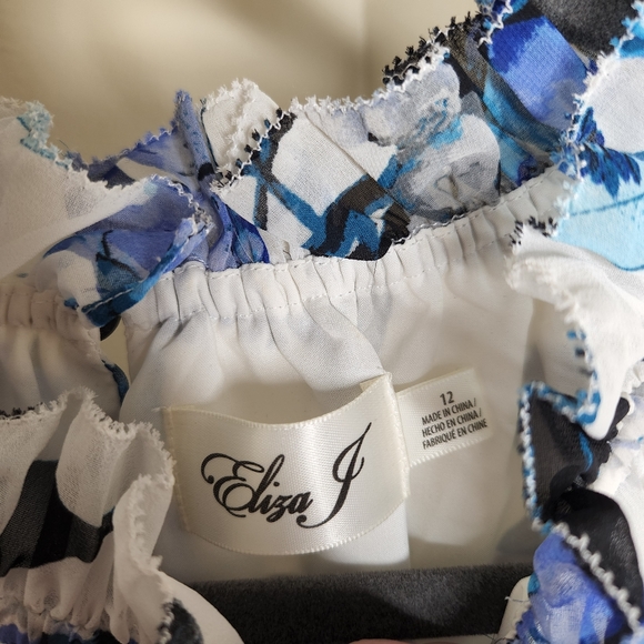 Eliza J size 12 floral keyhole ruffle sleeveless mother of the bride dress - Picture 4 of 6